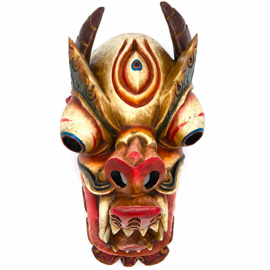 Hand-Carved Nepalese Dragon Mask-Home Décor-Siesta Crafts