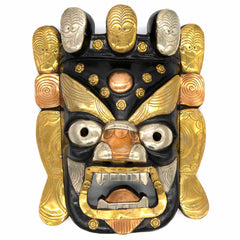 Hand-Carved Nepalese Metal Plate Bhairab Mask-Home Décor-Siesta Crafts