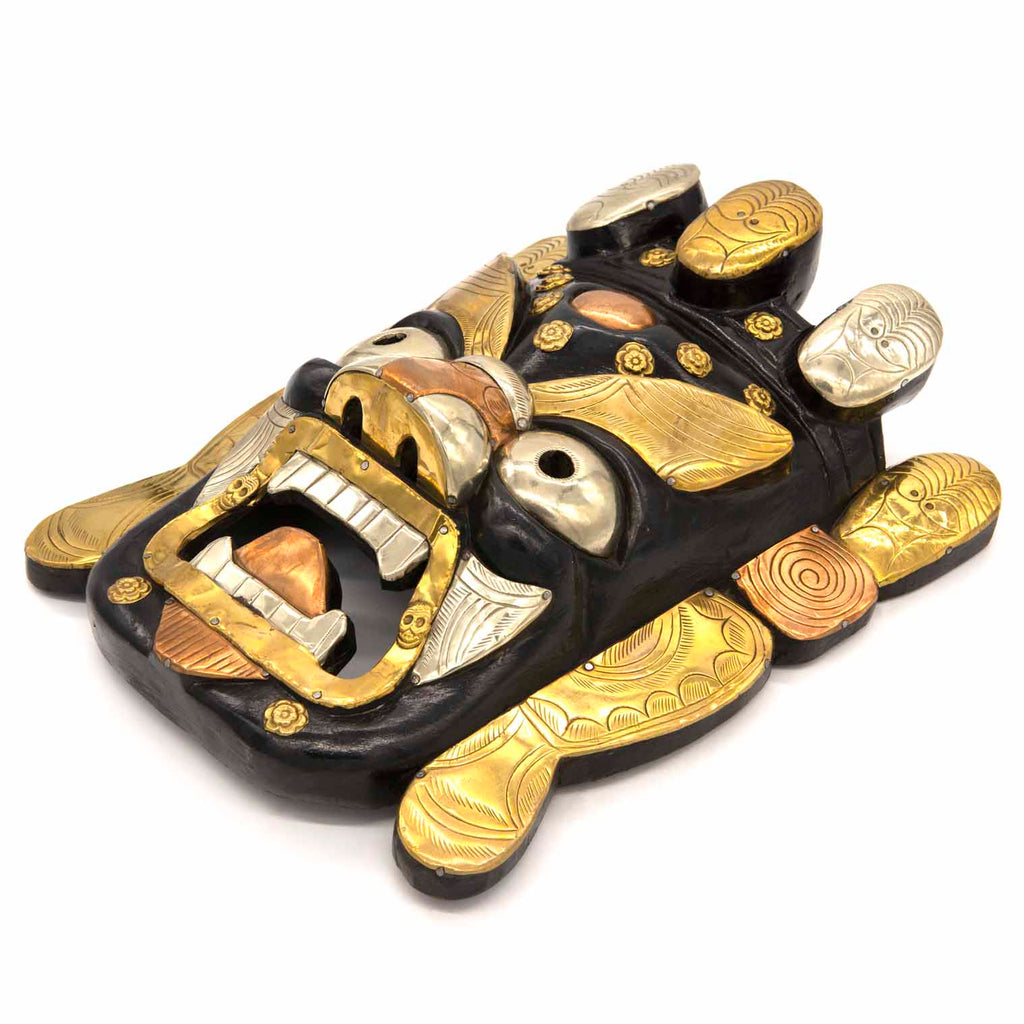 Hand-Carved Nepalese Metal Plate Bhairab Mask-Home Décor-Siesta Crafts