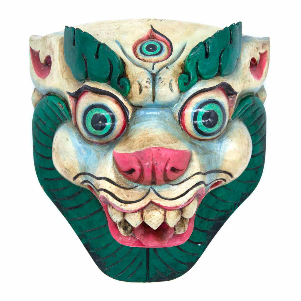 Hand-Carved Nepalese Snowlion Mask-Home Décor-Siesta Crafts