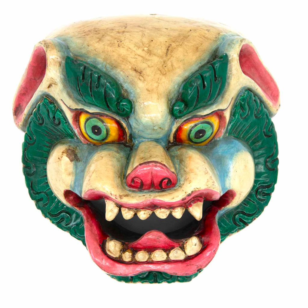 Hand-Carved Nepalese Snowlion Mask-Home Décor-Siesta Crafts