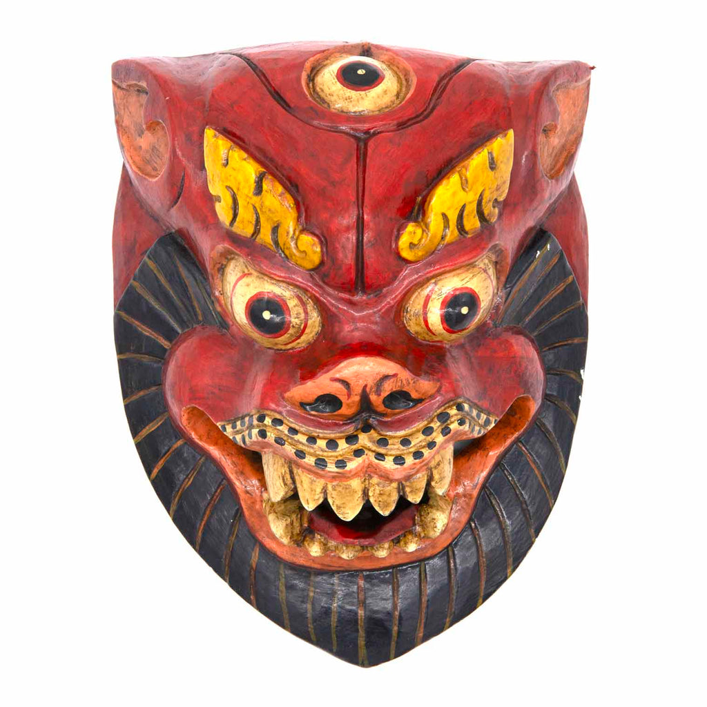 Hand-Carved Nepalese Lion Mask-Home Décor-Siesta Crafts