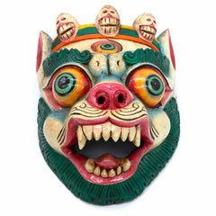 Hand-Carved Nepalese Snowlion Mask-Home Décor-Siesta Crafts