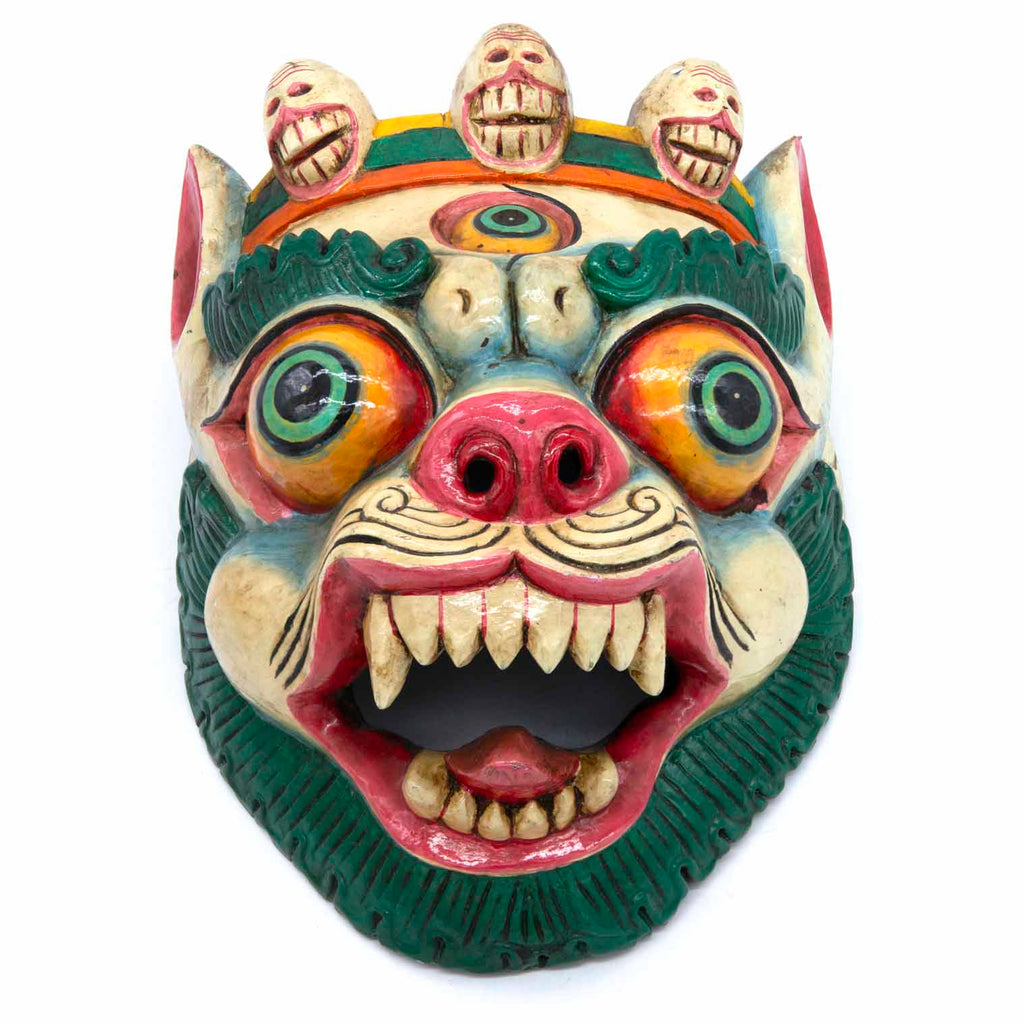 Hand-Carved Nepalese Snowlion Mask-Home Décor-Siesta Crafts