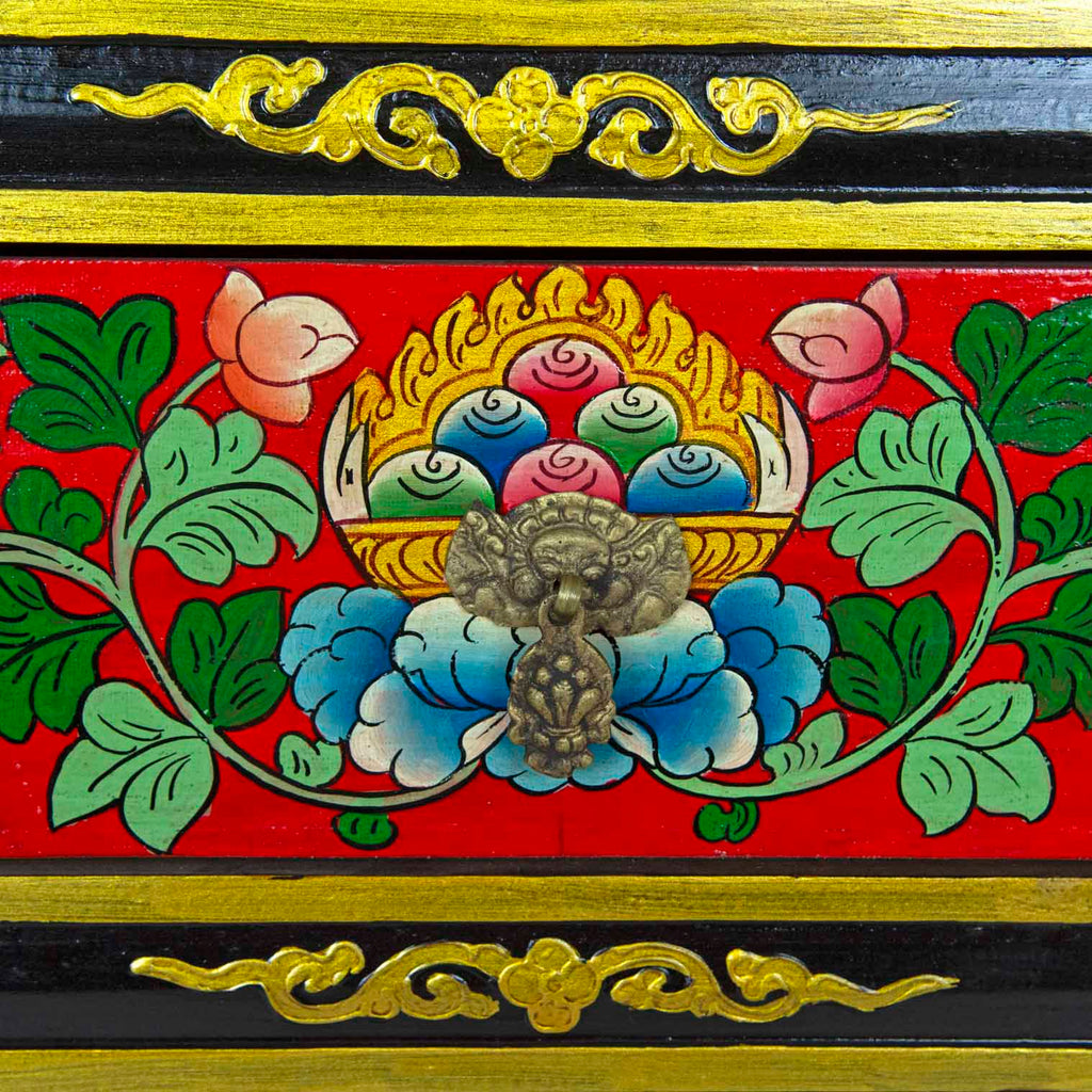 Tibetan Style Four Drawer Wooden Chest of Drawers No.439-Furniture-Siesta Crafts
