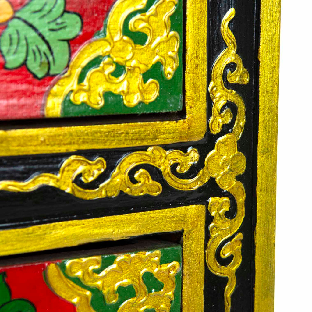 Tibetan Style Four Drawer Wooden Chest of Drawers No.439-Furniture-Siesta Crafts