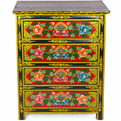 Tibetan Style Four Drawer Wooden Chest of Drawers No.439-Furniture-Siesta Crafts