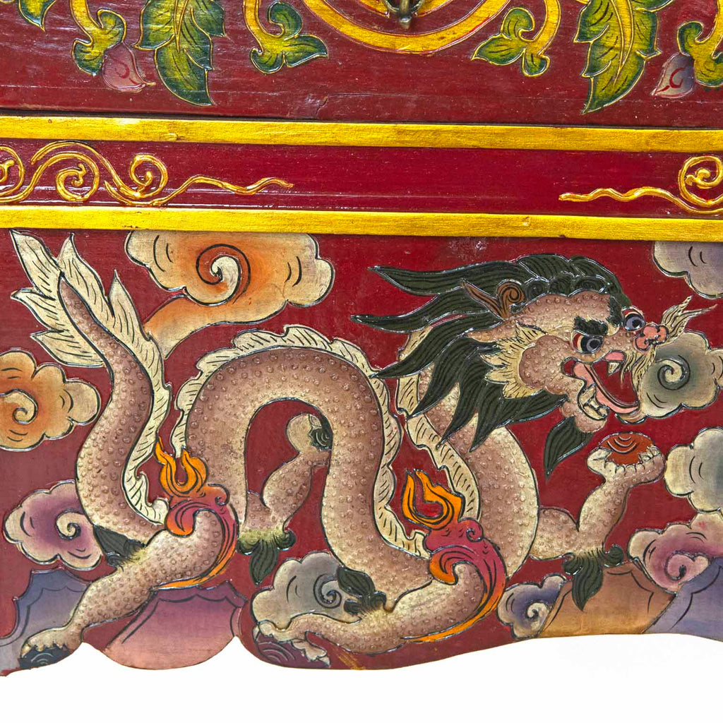 Tibetan Style Wooden Dragon Bench No.441-Furniture-Siesta Crafts