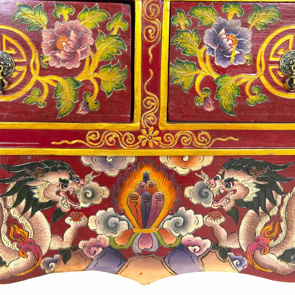 Tibetan Style Wooden Dragon Bench No.441-Furniture-Siesta Crafts