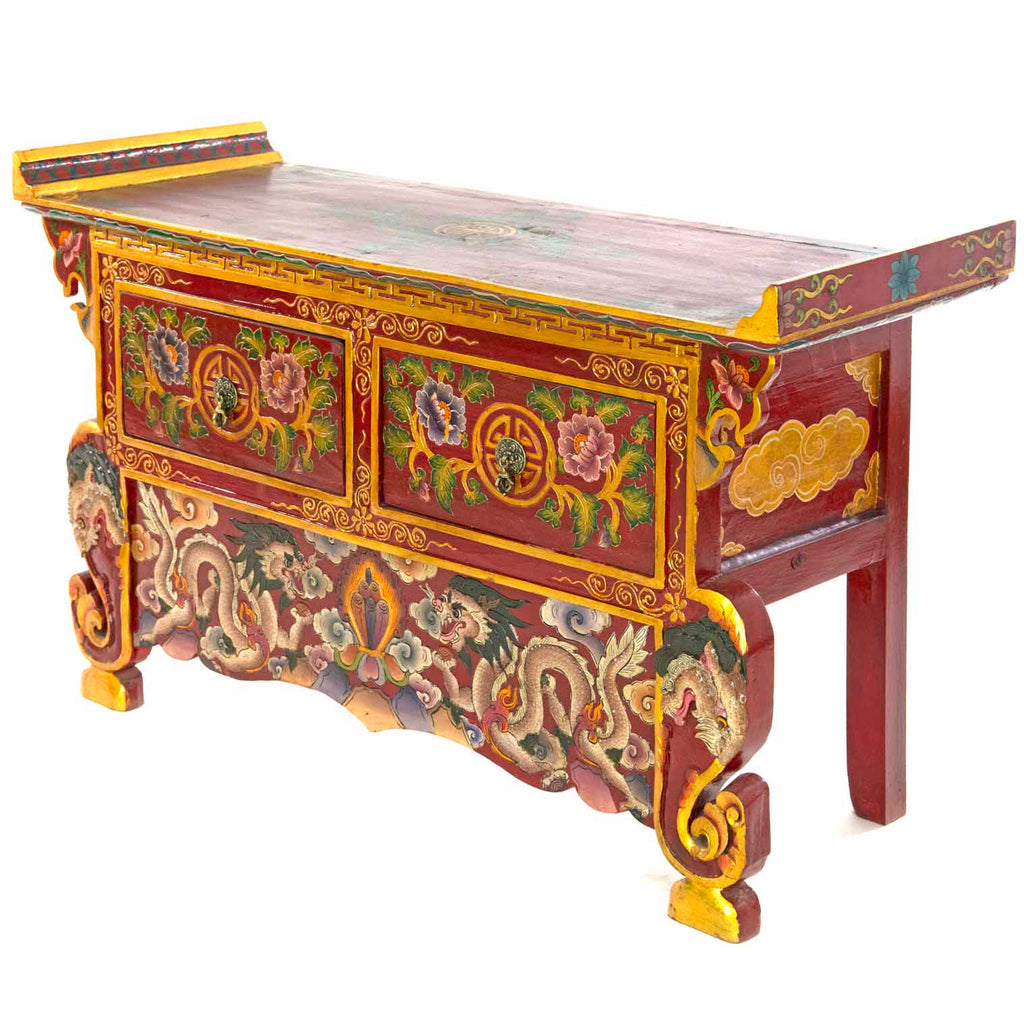 Tibetan Style Wooden Dragon Bench No.441-Furniture-Siesta Crafts
