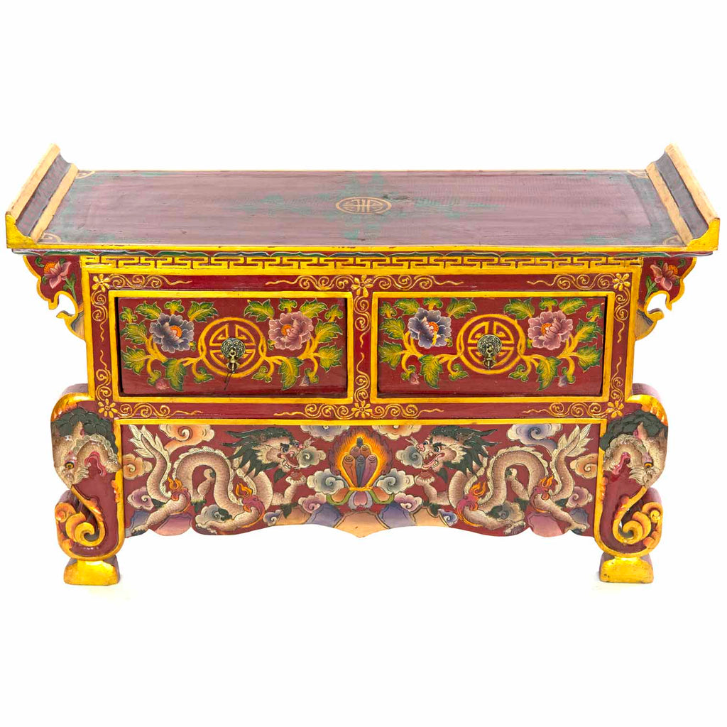 Tibetan Style Wooden Dragon Bench No.441-Furniture-Siesta Crafts