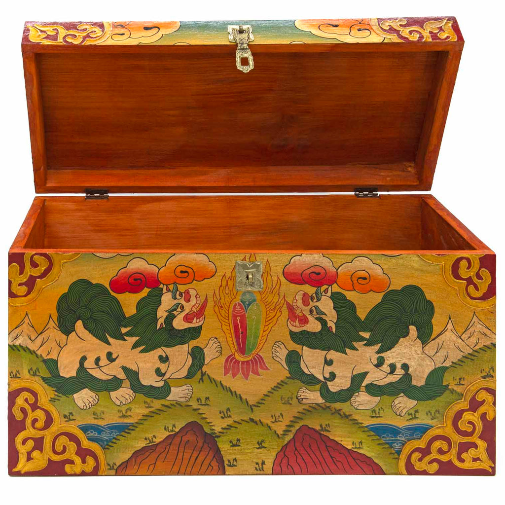 Tibetan Style Wooden Box No.444-Furniture-Siesta Crafts