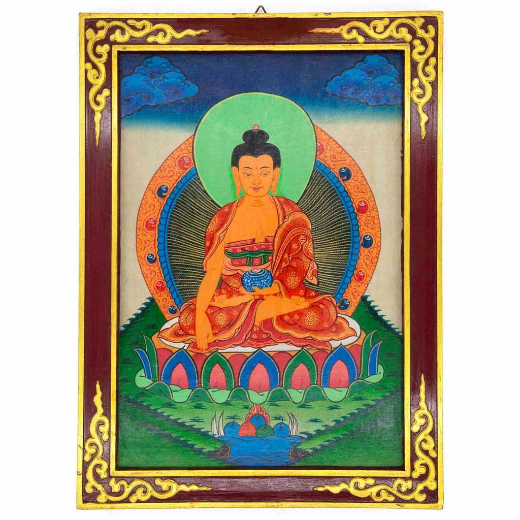 Tibetan Style Painted Thangka Frame No.450-Buddhism-Siesta Crafts
