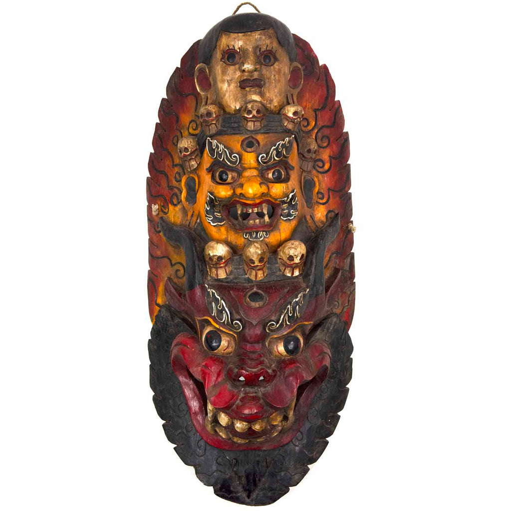 Hand-Carved Nepalese Triple Bhairab Mask-Home Décor-Siesta Crafts