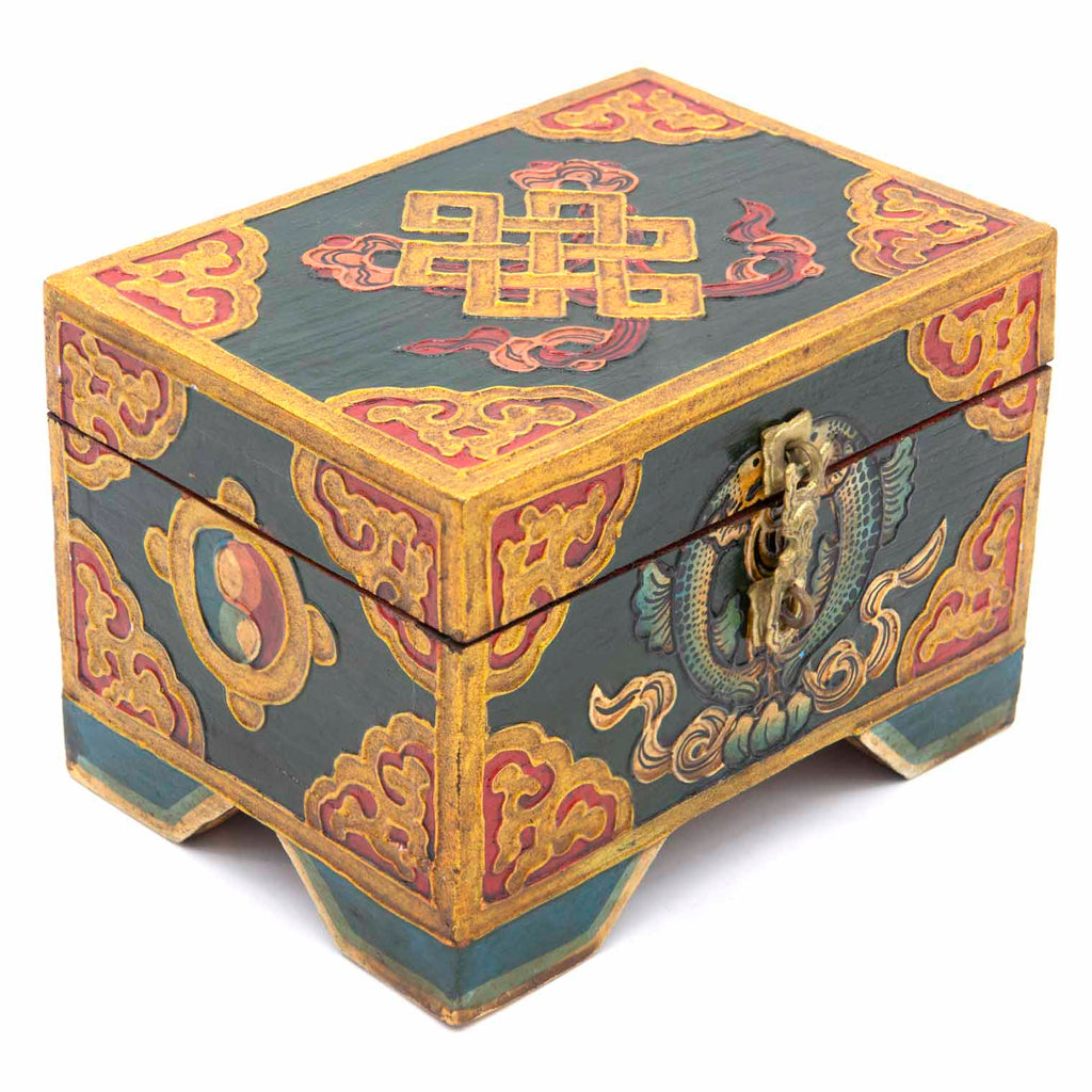 Tibetan Style Wooden Box With Feet-Furniture-Siesta Crafts