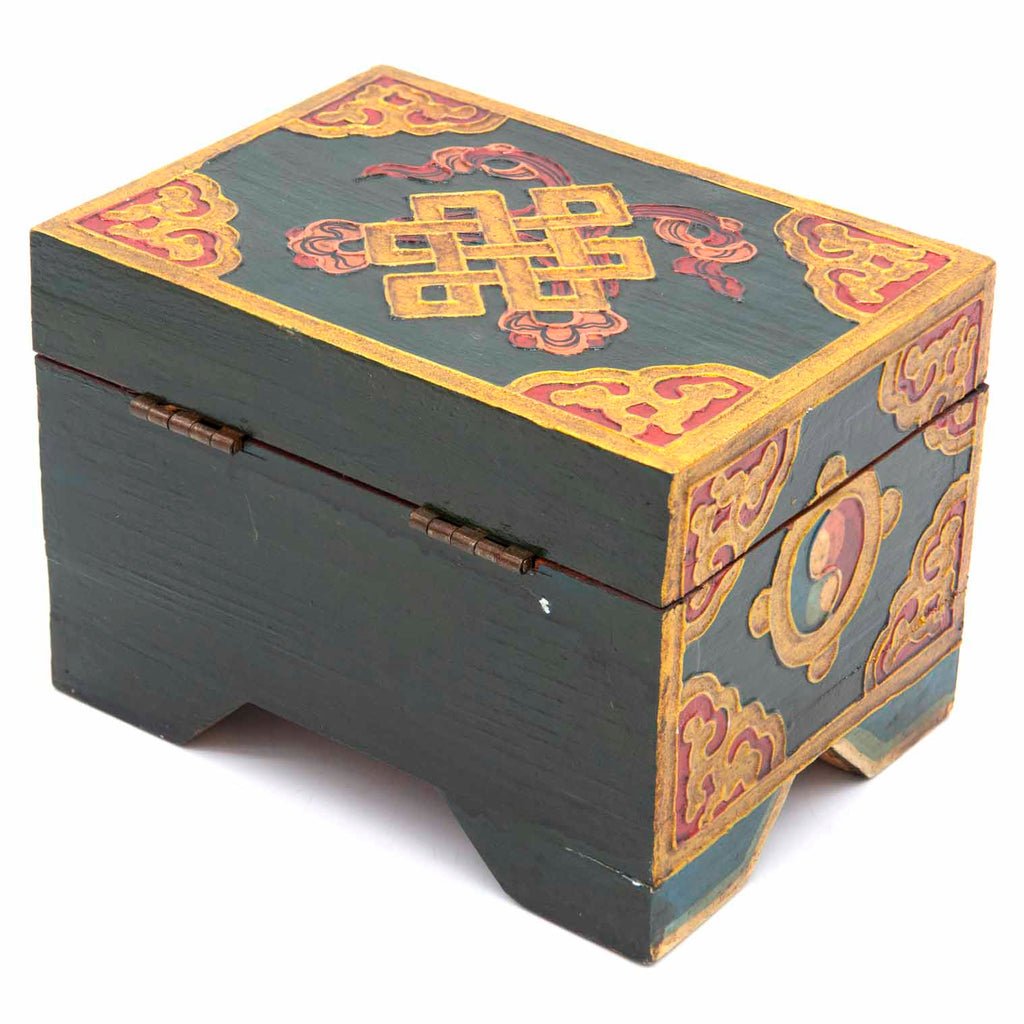 Tibetan Style Wooden Box With Feet-Furniture-Siesta Crafts