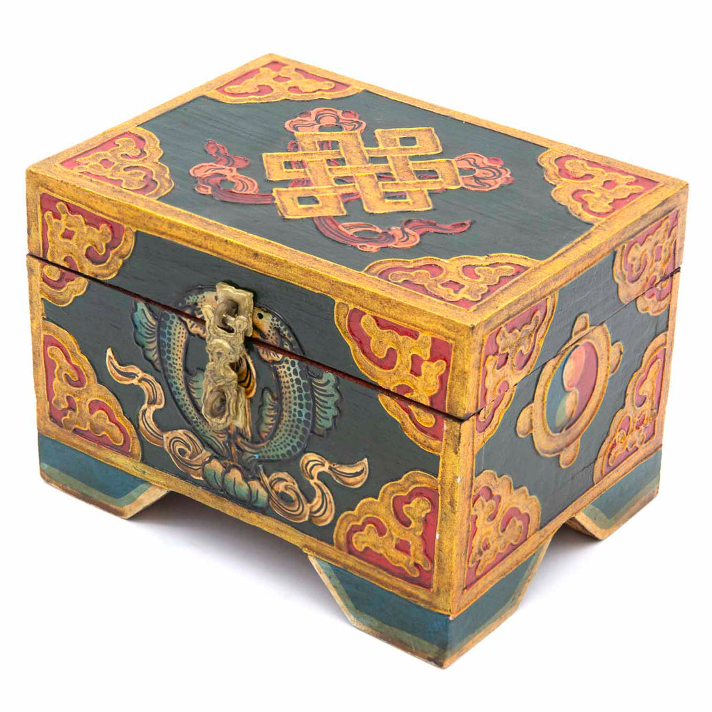 Tibetan Style Wooden Box With Feet-Furniture-Siesta Crafts