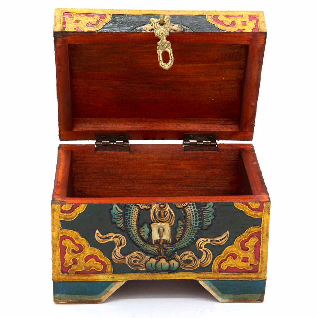 Tibetan Style Wooden Box With Feet-Furniture-Siesta Crafts