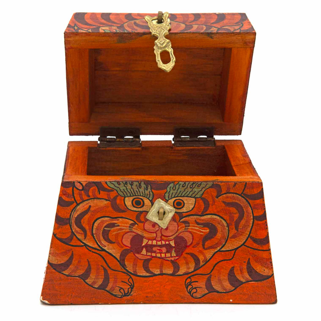 Tibetan Style Tiger Wooden Chest No.465-Furniture-Siesta Crafts