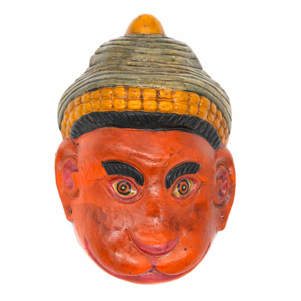 Hand-Carved Nepalese Hanuman with Crown Mask-Home Décor-Siesta Crafts