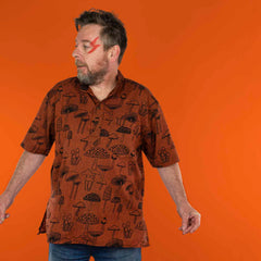 Mushroom Print Short Sleeved Kurta-Shirts-Siesta Crafts