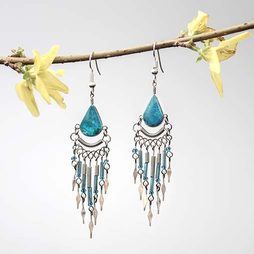 Beaded Drop Earrings-Earrings-Siesta Crafts
