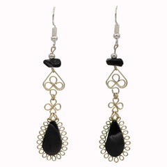 Stone Drop Curls Earrings-Earrings-Siesta Crafts