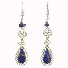 Stone Drop Curls Earrings-Earrings-Siesta Crafts