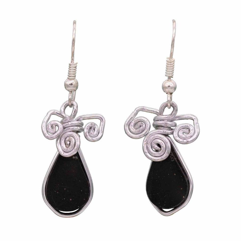 Stone Drop Triple Spiral Earrings-Earrings-Siesta Crafts