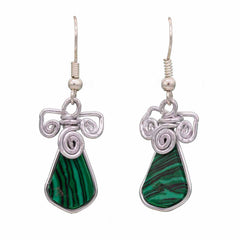 Stone Drop Triple Spiral Earrings-Earrings-Siesta Crafts