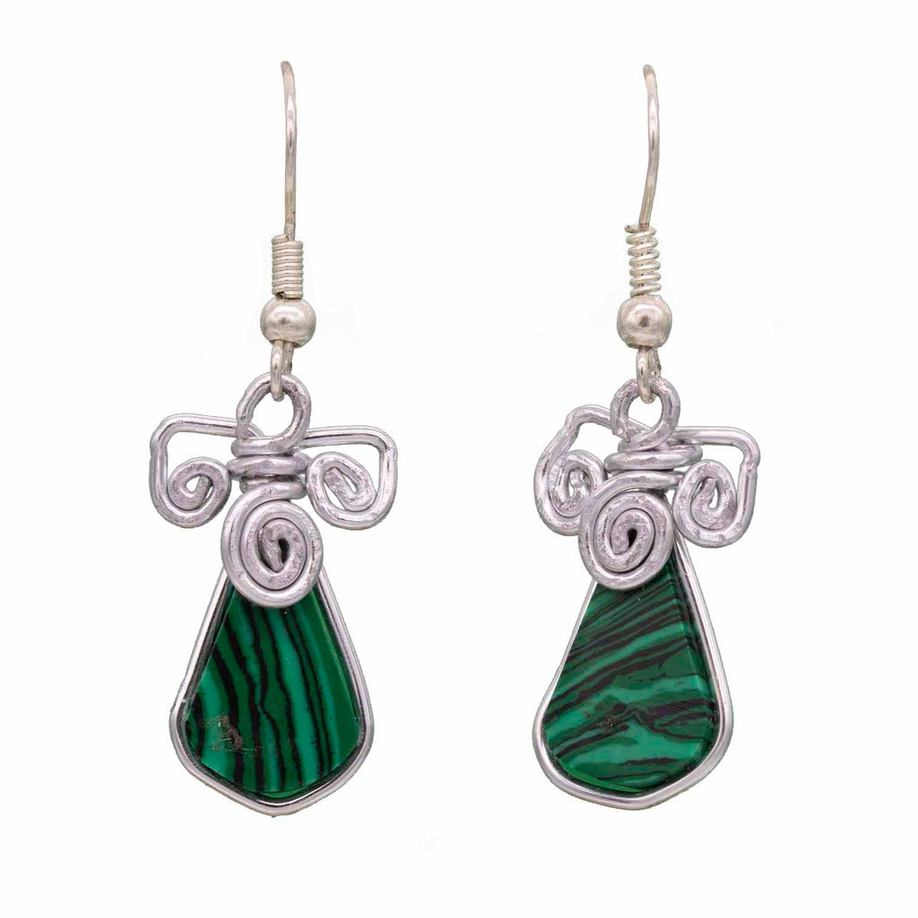 Stone Drop Triple Spiral Earrings-Earrings-Siesta Crafts