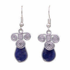 Stone Drop Triple Spiral Earrings-Earrings-Siesta Crafts