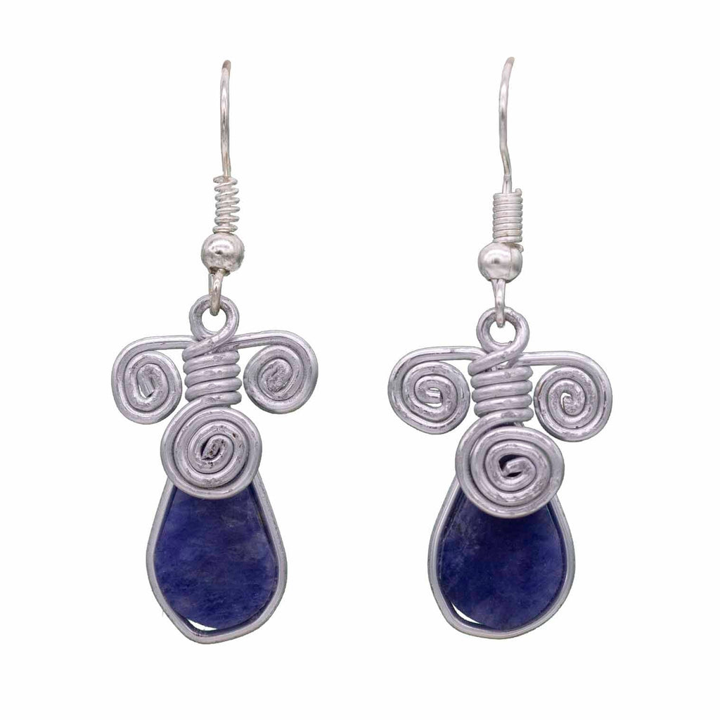 Stone Drop Triple Spiral Earrings-Earrings-Siesta Crafts