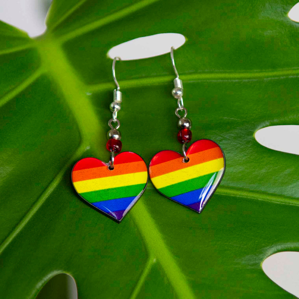 Rainbow Heart Earrings-Earrings-Siesta Crafts