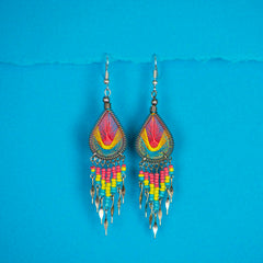Peacock Bead Earrings-Earrings-Siesta Crafts
