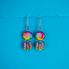 Rainbow Spiral Earrings-Earrings-Siesta Crafts