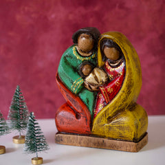 Cedar Wood Carving Sacred Family 13cm-Christianity-Siesta Crafts