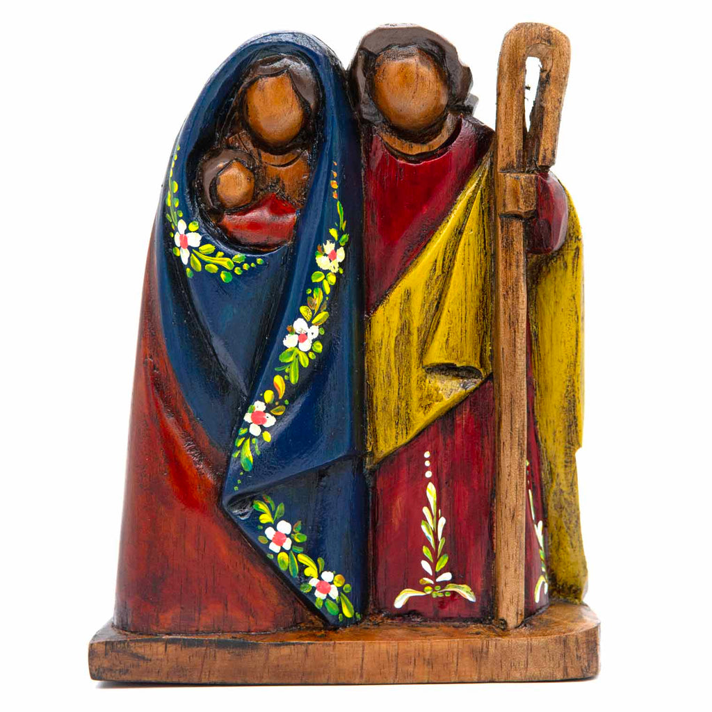 Cedar Wood Carving Sacred Family 17cm-Christianity-Siesta Crafts