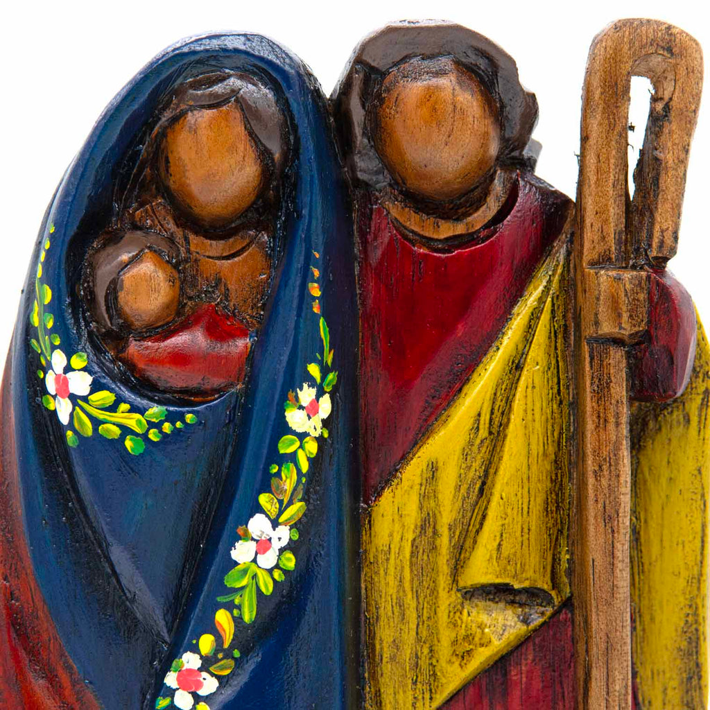 Cedar Wood Carving Sacred Family 17cm-Christianity-Siesta Crafts