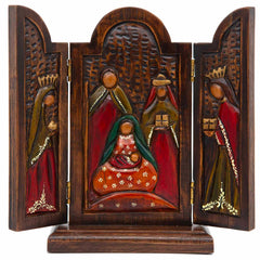 Cedar Wood Nativity Triptych Carving-Christianity-Siesta Crafts