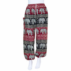 Drawstring Elephant Print Trousers-Trousers-Siesta Crafts