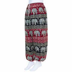 Drawstring Elephant Print Trousers-Trousers-Siesta Crafts