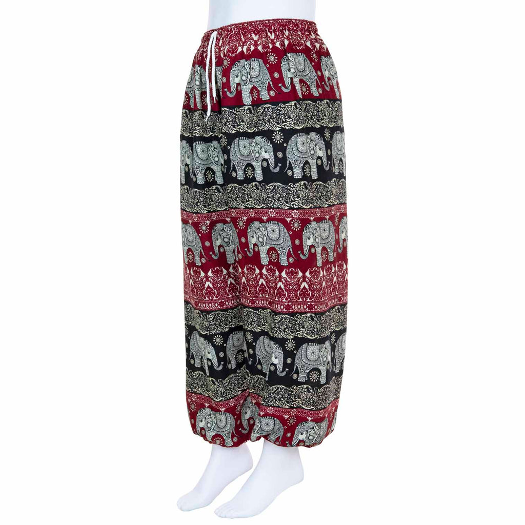 Drawstring Elephant Print Trousers-Trousers-Siesta Crafts