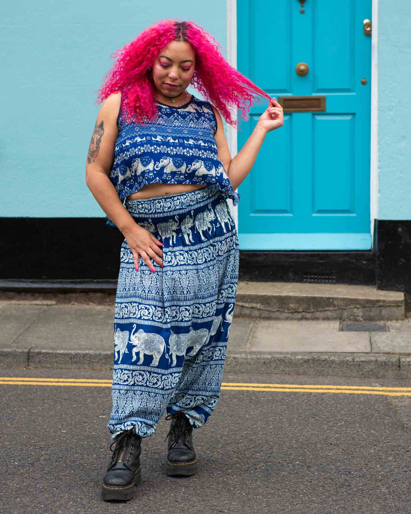 Elephant Print Ali Baba Trousers-Trousers-Siesta Crafts