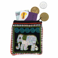 Sequin Elephant Pocket Purse-Bags & Purses-Siesta Crafts