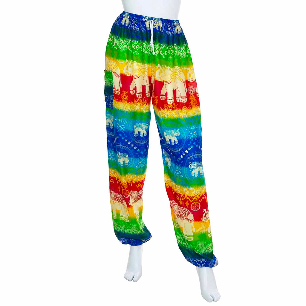Drawstring Rainbow Elephant Trousers