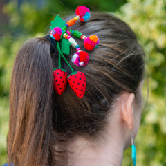 Hill Tribe Strawberry Scrunchie-Hair Accessories-Siesta Crafts