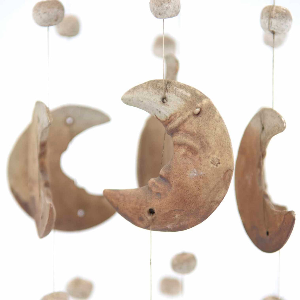 Moon and Star Ceramic Windchime-Garden & Outdoors-Siesta Crafts