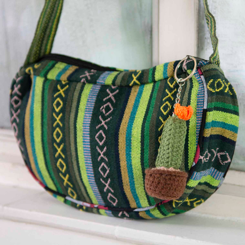 Cactus Crochet Keyring - Large-Keyrings & Bag Charms-Siesta Crafts