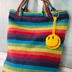 Smiley Face Crochet Keyring-Keyrings & Bag Charms-Siesta Crafts